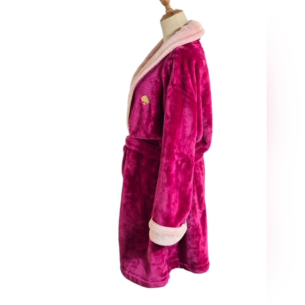 Kate Spade Pink Fluffy Short Logo Bathrobe - Picture 5 of 7